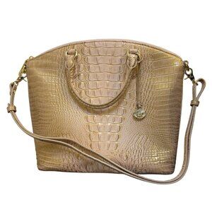 Brahmin Leather Satchel In Pinck Gold With Detachable Strap Charm L